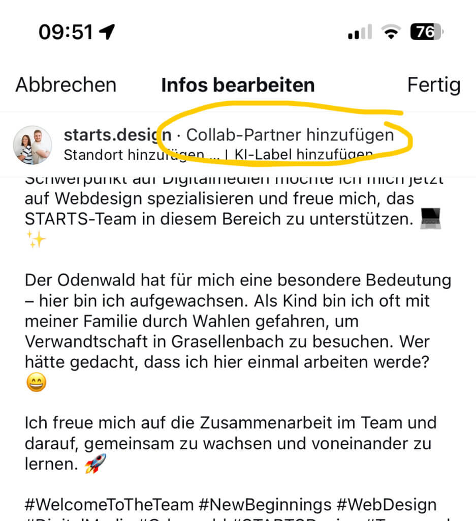 instagram funktion co-autor markieren